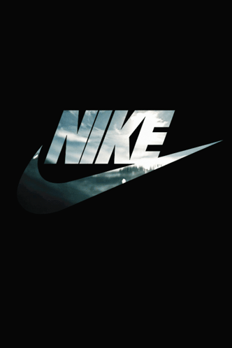 White Nike Logo On Black Background GIF