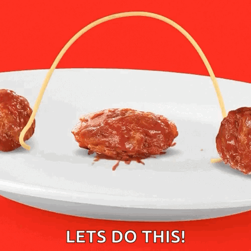 White Plate Meatballs Spaghetti Lets Do This