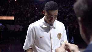 White Polo Jordan Poole Awarded A Medal GIF