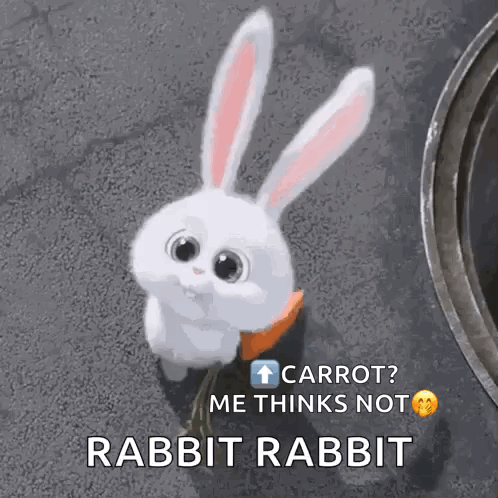 White Rabbit Holding Carrot GIF