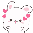 White Rabbit With Pink Heart Ears