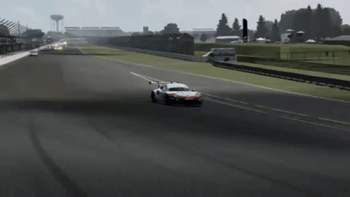 White Race Car Driving