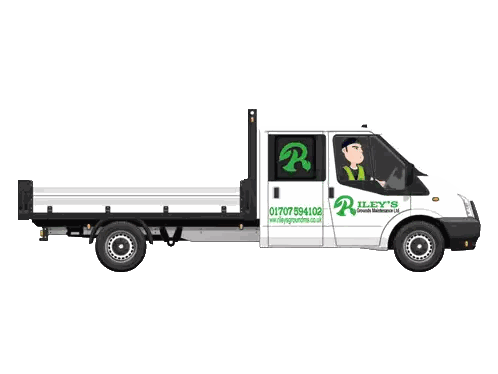 White Riley's Truck With Cartoon Driver