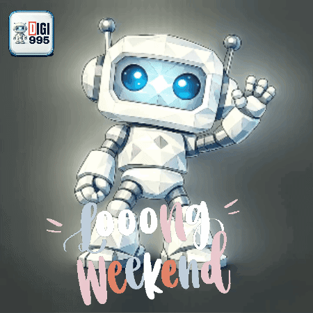 White Robot with Blue Eyes Good Weekend