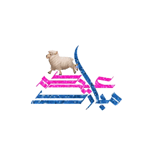 White Sheep Next to Pink and Blue Letters