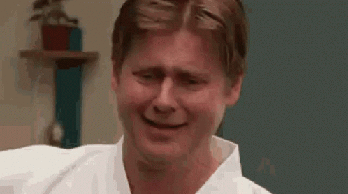 White Shirt Man Crying Eyes Closed Mouth Open