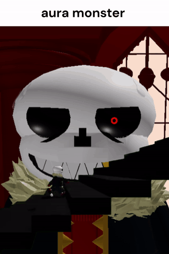 White Skull with Red Eye and Aura Monster