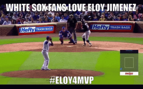 White Sox Fans Love Eloy Jimenez # Eloy4mvp On A Baseball Field GIF