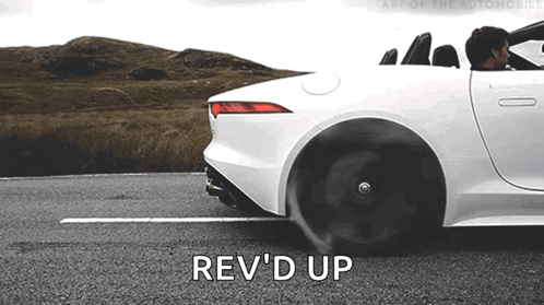 White Sports Car Rev'd Up