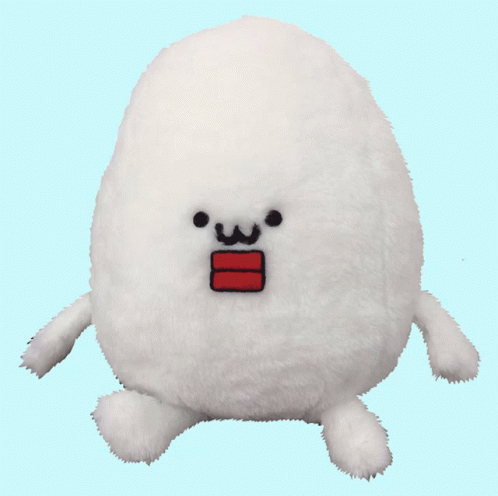 White Stuffed Animal with Red and Black Face