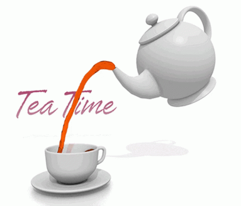 White Teapot Pouring Tea Into Cup Tea Time GIF