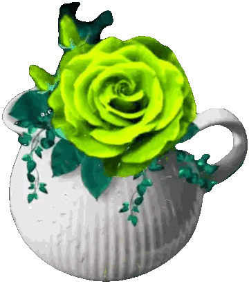 White Teapot With Green Rose