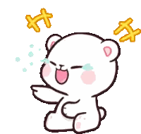 White Teddy Bear Crying With Stars Above Head