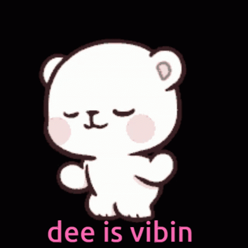 White Teddy Bear Eyes Closed Dee Is Vibin