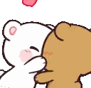 White Teddy Bear Kissing Brown Teddy