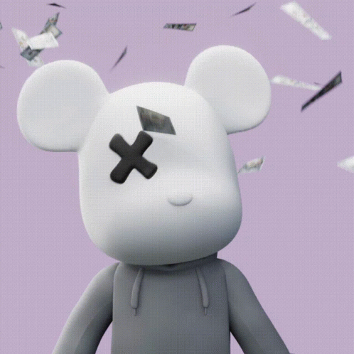 White Teddy Bear With Black Cross GIF