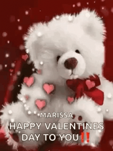 White Teddy Bear With Red Bow GIF