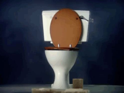 White Toilet With Brown Seat