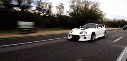 White Toyota Supra Overspeeding GIF