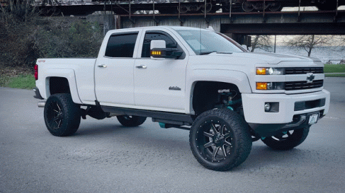 White Truck Parked in Front of Bridge With Train