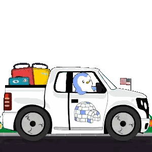 White Truck With Penguin