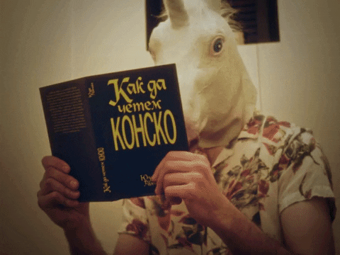 White Unicorn Reading Book GIF