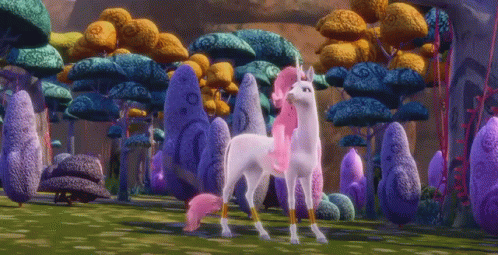 White Unicorn With Pink Mane And Tail GIF