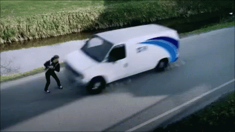 White Van With Blue Stripe