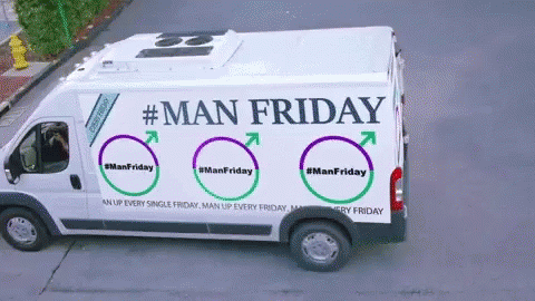 White Van With #Manfriday Text