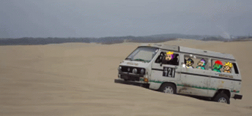 White Van With Number 421 GIF
