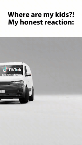 White Van With TikTok Sticker on Windshield