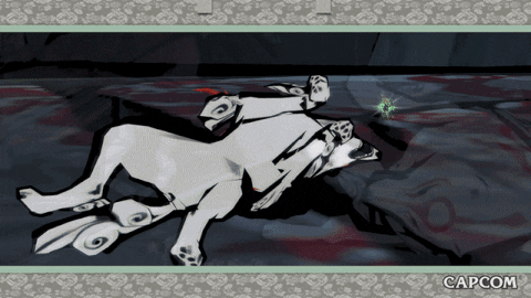 White Wolf Okami Amaterasu Belly Up GIF