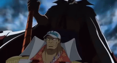 Whitebeard Standing Behind Akainu GIF