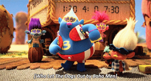 Who Let The Dogs Out Trolls Movie Cover GIF