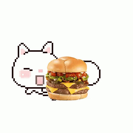 Whopper Burger And Cute Cat Running GIF
