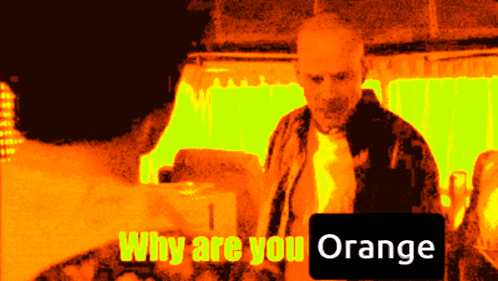 Why Are You Orange Is Written On A Yellow Background GIF