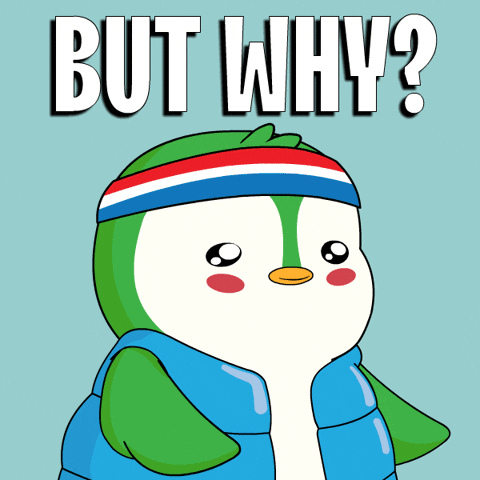 Why Cute Cartoon Green Penguin GIF