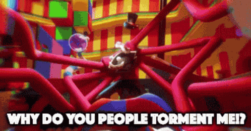 Why Do You People Torment Me ? Is Written On A Colorful Image GIF