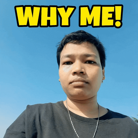 Why Me Awkward Smirk GIF