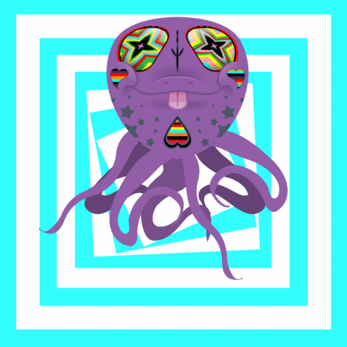 Wiggly Tentacles Octopus With Trippy Eyes GIF