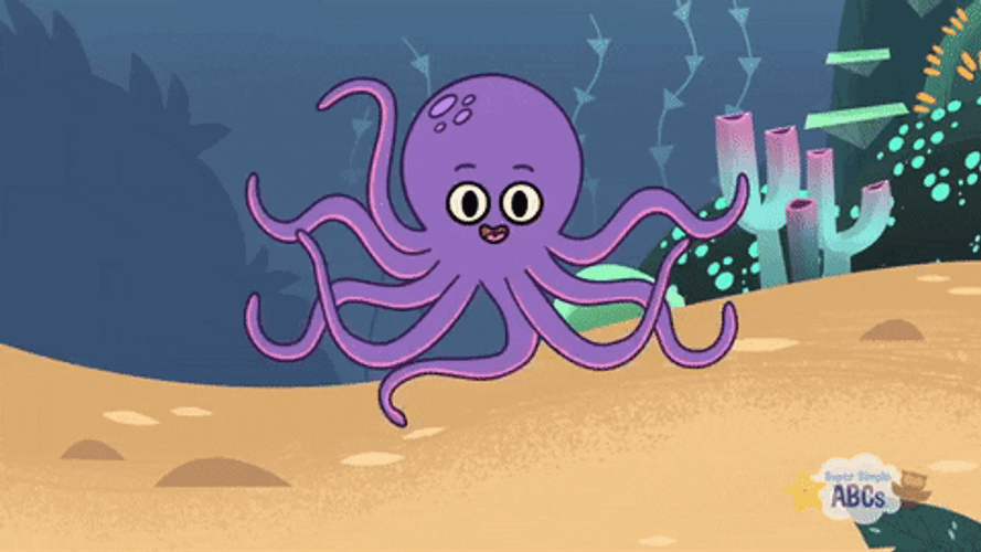 Wiggly Tentacles Of Violet Octopus Cartoon GIF