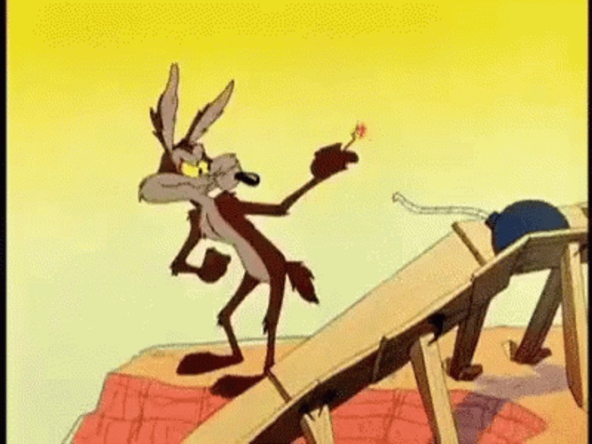 Wil Coyote Bomb For Road Runner Exploded GIF