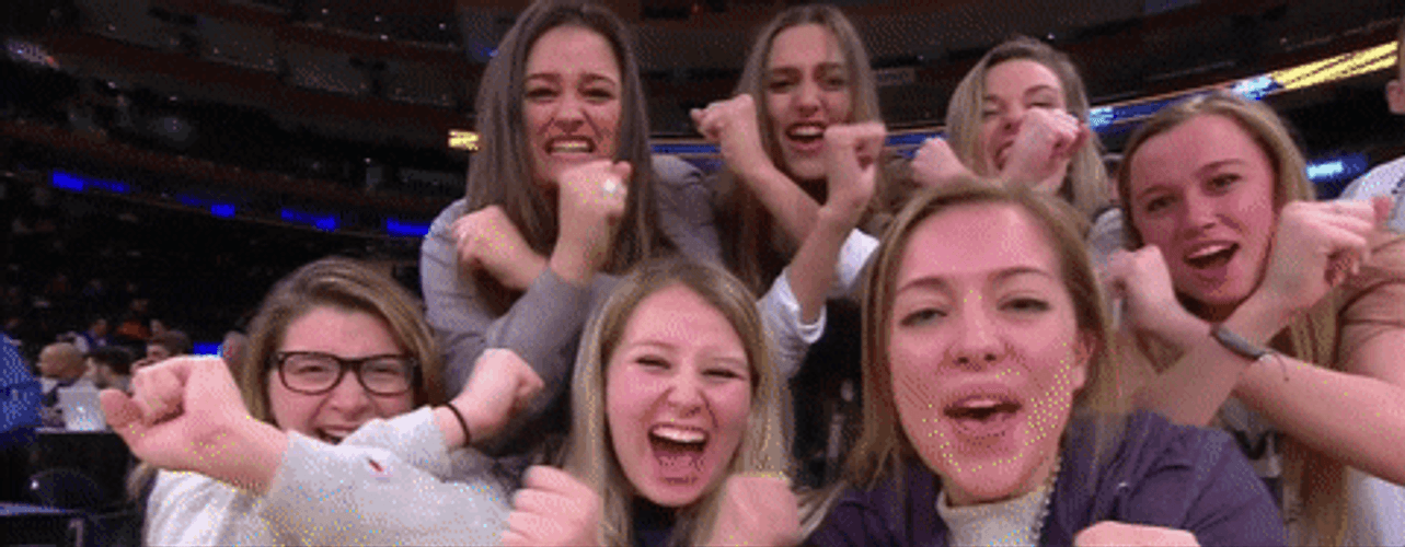 Wild Audience Having Fun Making X Sign GIF