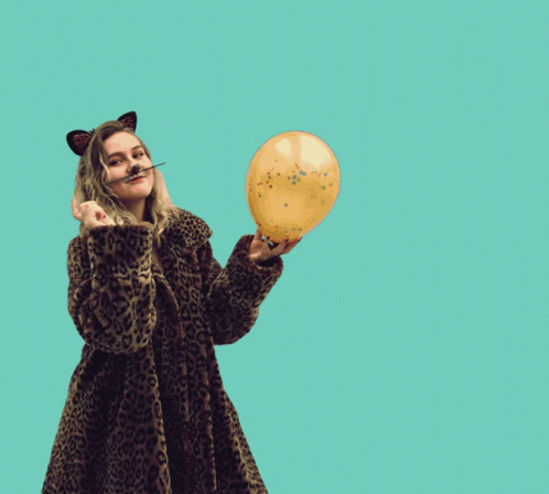 Wild Cat Costume Balloon Pop GIF