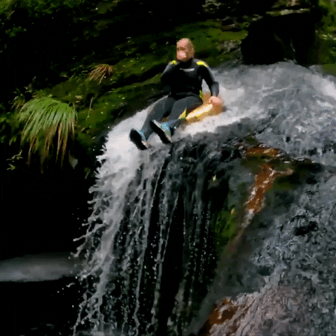 Wild Swimming Waterslide Cliff Diving GIF