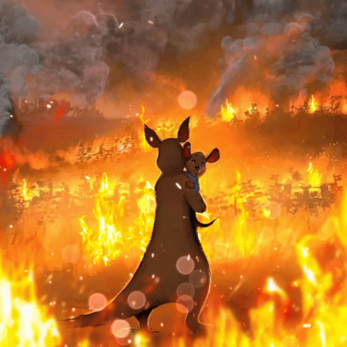 Wildfire Animated Wallaby With Baby GIF