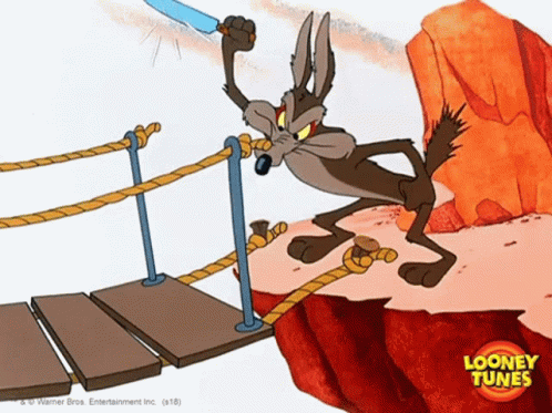 Wile E Coyote Cutting Bridge GIF