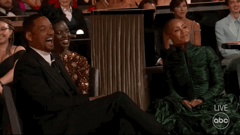 Will Smith Chris Rock Wife Laughing Oscars GIF