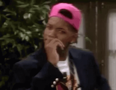 Will Smith Is Wearing A Pink Baseball Cap And A Suit . GIF