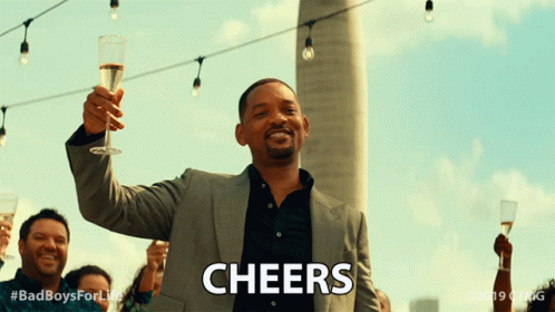 Will Smith Raise His Glass Of Wine For Dirty Mike And The Boys GIF